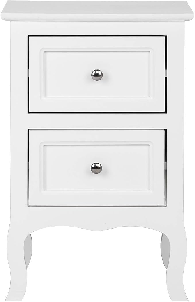 Bonnlo White Nightstand Set of 2, Nightstands with 2 Drawers, Bed Side Table/Night Stand, Small Nightstand for Bedroom, Small Spaces, College Dorm, Kids’ Room, Living Room, Wood, 16W x 12D x 24H