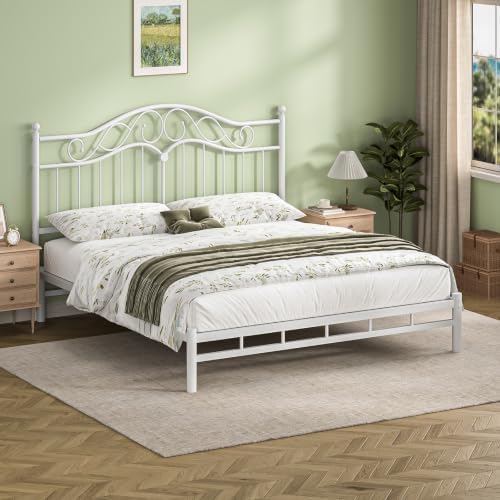 King Size Headboard Only, Vintage Metal Headboard for King Bed White