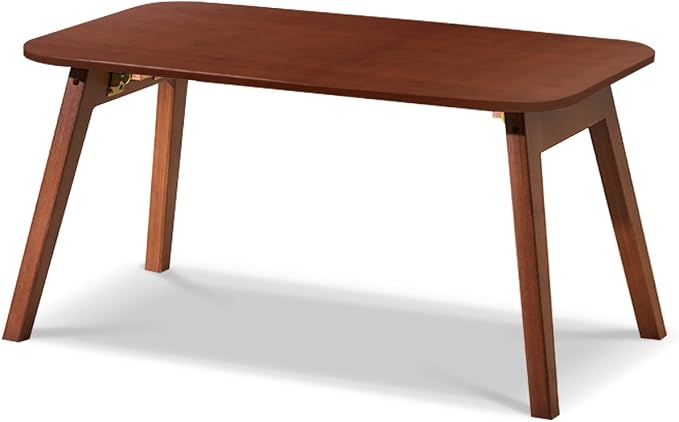 Baveke Folding Coffee Table- Foldable Floor Tables, Mid Century Coffee Table for Living Room, Small Coffee Tables Solid Wood Japanese Low Table for Sitting on Floor, No Assembly, 31.5''-Brown