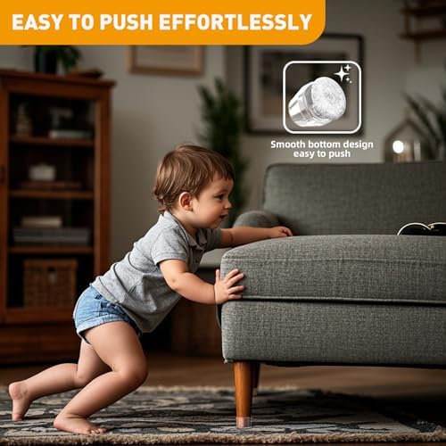 Chair Leg Protectors for Hardwood Floors,Fit: 0.9-1.15",Clear.