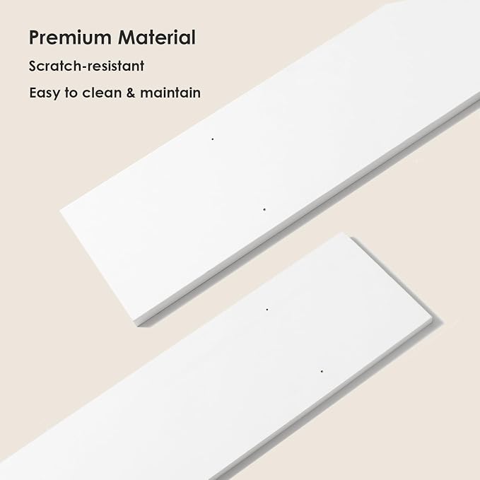DINZI LVJ Long Wall Shelves, 31.5 x 7.9 x 6.1 Inches, Set of 2 White Floating Shelves, Easy-to-Install, Large Storage Ledges with Sturdy Metal Brackets for Living Room, Bathroom, Bedroom, Kitchen