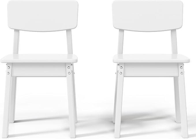 Costaelm Outdoor Kids Dining Chair Set of 2,Step Stool Toddler Chair, White