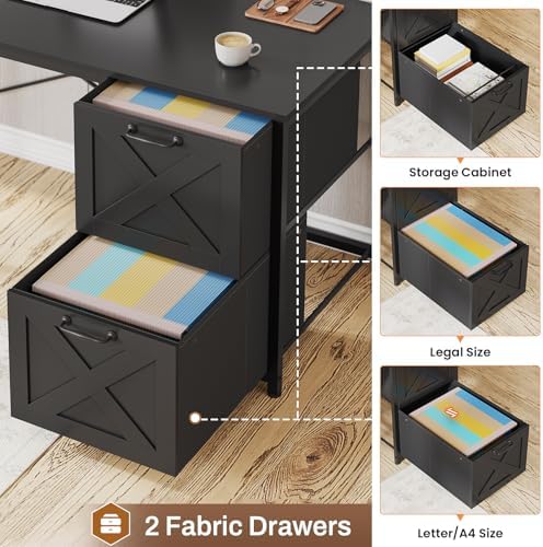 SEDETA Reversible L Shaped Corner Gaming Desk with Drawers, Led Lights