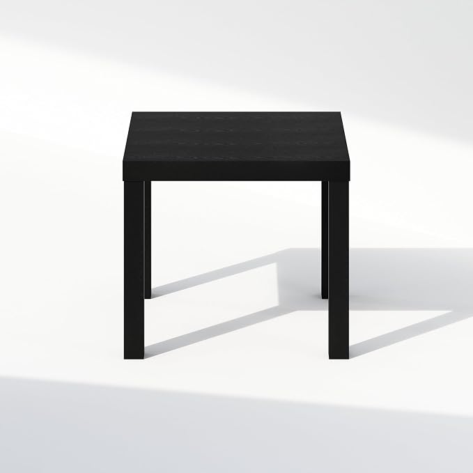 Furinno Classic Coffee Table, Square Modern Center Table with Triple Thick Tabletop, Simple Side Table with 4 Legs, for Living Room, Bedroom, Home Office, Black