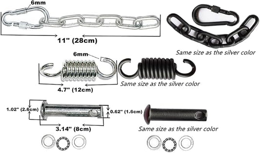 Patio Swing Egg Chair Hanging Kit with Spring, Pin Plug & Snap Hook – Heavy Duty Hammock Chair Hardware Accessories for Single Egg Chair with Stand, 550 lbs Capacity