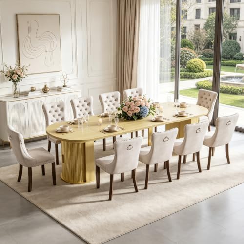 47in-118 in Extendable Dining Table for 4-12, Oval Expandable Kitchen Table