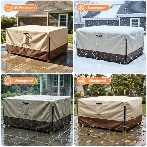 Smiry Waterproof Patio Furniture Cover 136L x 74W x 28H, Beige & Brown
