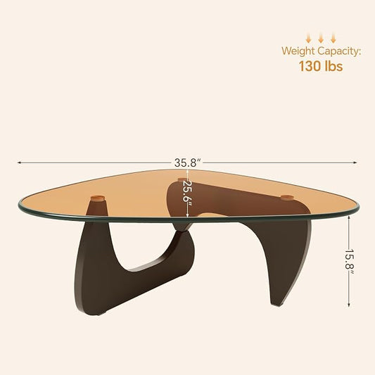 Coffee Tables Glass Small Farmhouse Coffee Table Mid-Century Modern Wood Center Table for Living Room, Black Brown, 36 Inch