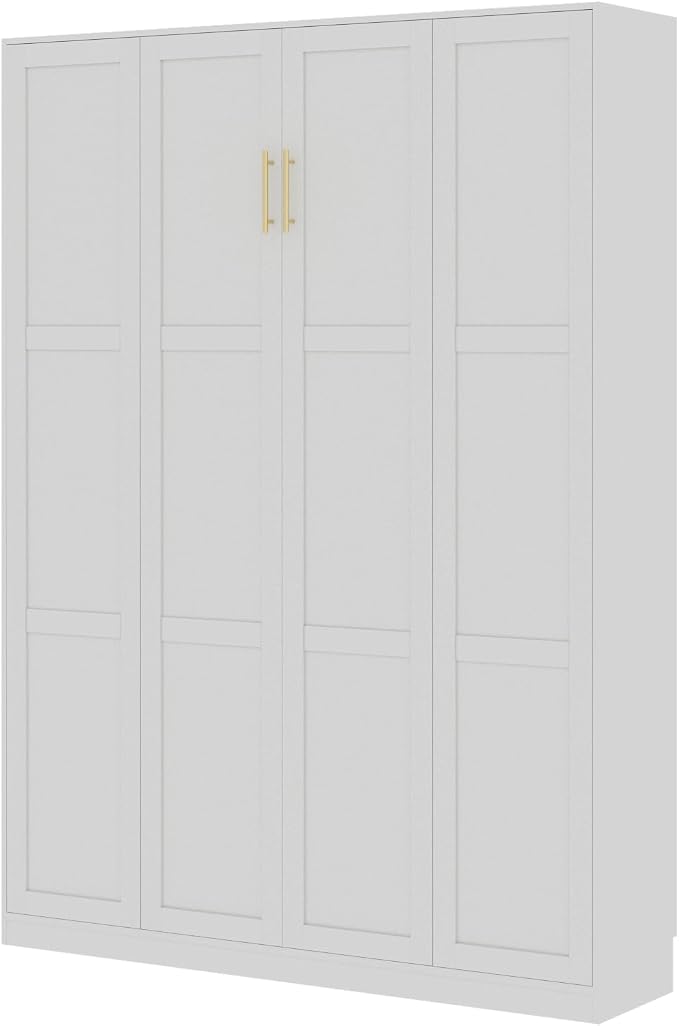 Bobve Farmhouse Murphy Bed Queen, 85" Wall Bed Folds to Save Space, Concealed Bed Frame with Hydraulic Rod and Wall Mounted Features for Apartment/Office/Guest Room