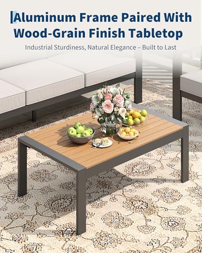 Garvee Aluminum Patio Furniture Set 4 Seats with Coffee Table
