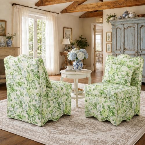 Floral Accent Chairs Set of 2, French-Inspired Lounge Chair