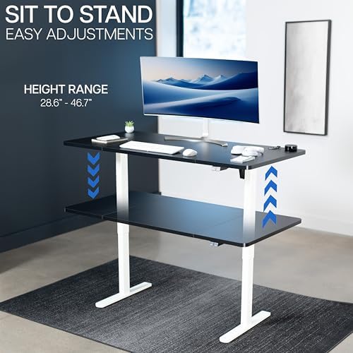 VIVO Electric Standing Desk, Smooth 3-Piece 60" x 30" Black Top