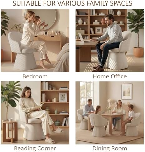 KISLOT Swivel Dining Chairs Set of 4, Upholstered Modern Barrel Dining Chairs with 360Β° Swivel Base, Chenille Velvet Fabric Accent Kitchen Chairs with Arms, Padded Dining Room Chairs, Sand