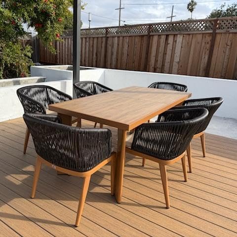 PURPLE LEAF 7 Pieces Outdoor Dining Set Patio Furniture Set Aluminum Wicker Rattan Patio Table and Chairs for Lawn Garden Porch Brown