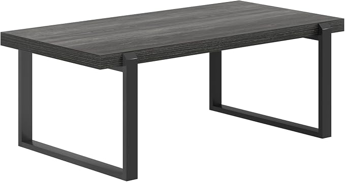 FOLUBAN Coffee Table, Modern Industrial Wood and Metal Center Table, Rectangle Cocktail Tea Table for Living Room, Dark Gray, 44 Inch