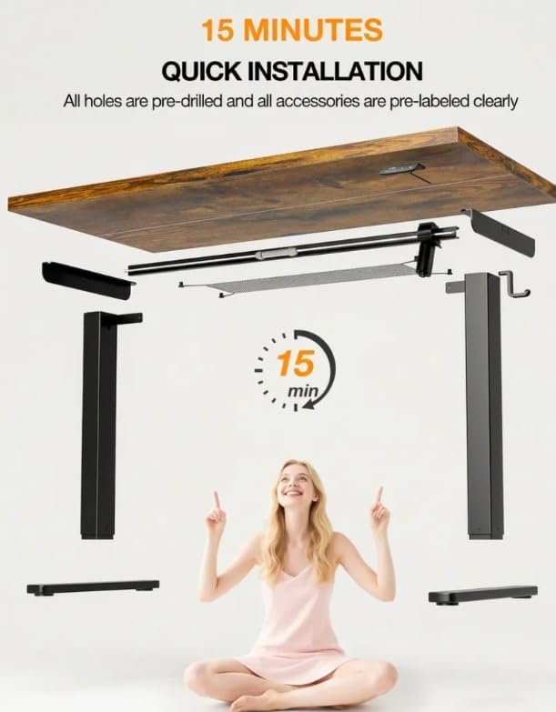 Acrolix Electric Standing Desk, Height Adjustable Home Office Desk with Memory Presets & Cable Management,Rustic Brown Sit Stand Desk for Work from Home, Ergonomic Computer Desk (40" x 24")
