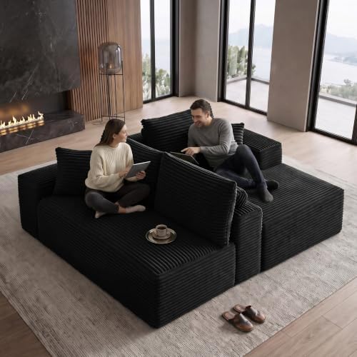 96" Boneless Sectional Couches, Cloud Sofas for Living Room