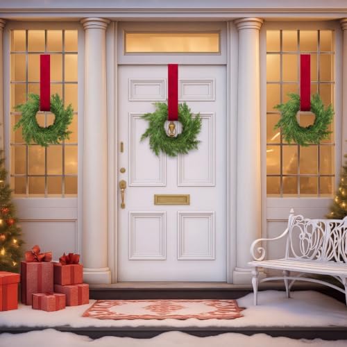 Knitgrip 12 Pcs 7.87" Mini Christmas Cabinets Wreaths with Burgundy Ribbon