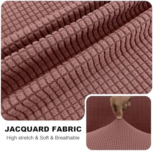 UNBBRRL Seat Cushion Cover and Back Covers for Corner Sofa Stretch Jacquard, Non Slip L Shaped Sofa Slipcover with Storage Ottoman, Sectional Couch Cover for Chaise Lounge (Dusty Rose,16 x 16 x 6”)