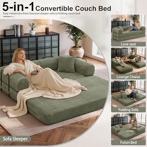 JJJ 63 inch Boneless Sofa Bed Sleeper Couch