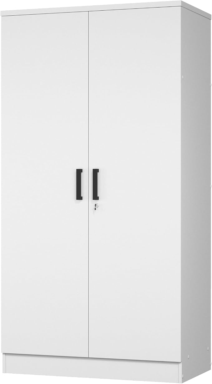 Woodpeckers Furniture And Mattress 2 Doors Wardrobe with Shelves (White)