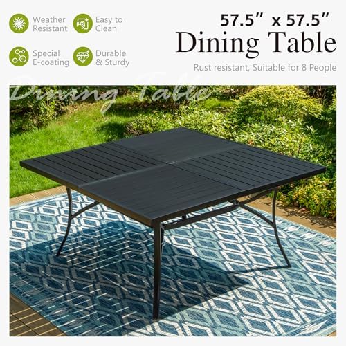 Sophia & William Outdoor Dining Set for 8 w/Square Metal Table, Brown