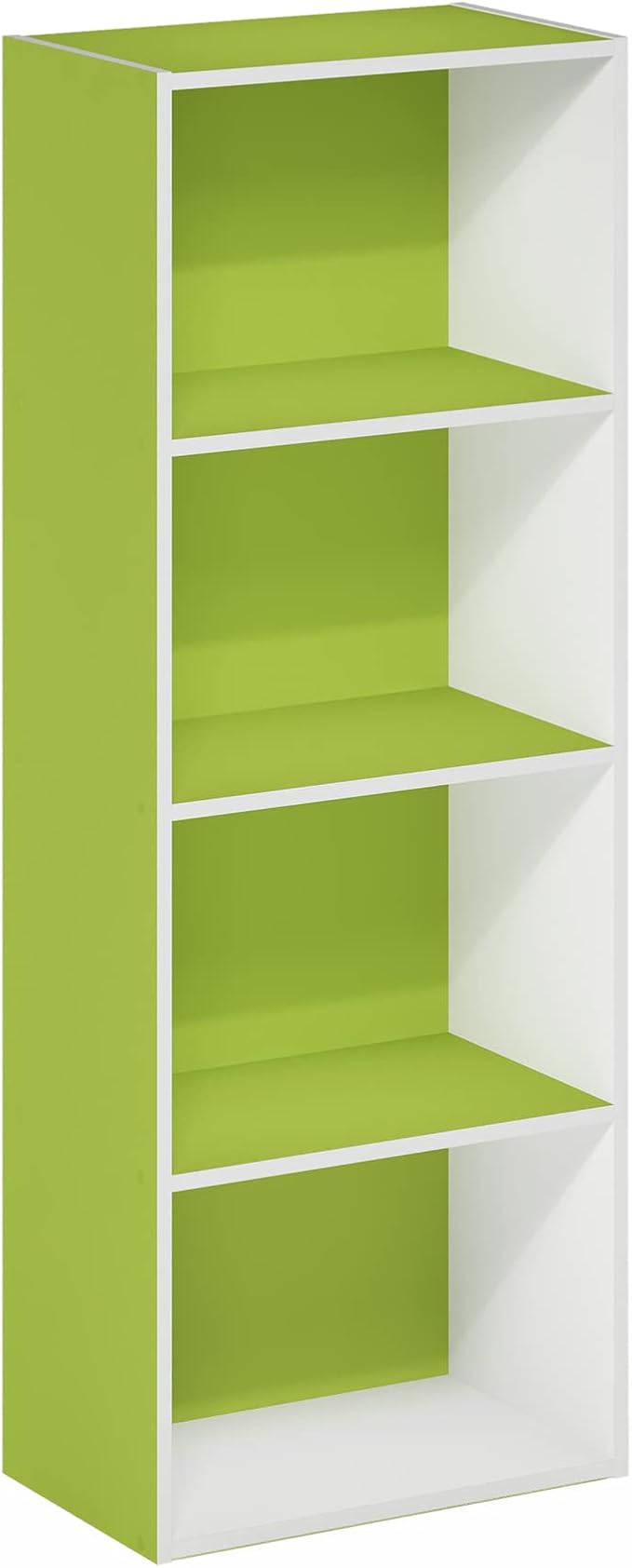 Furinno Luder Bookcase / Book / Storage, 4-Tier, Green/White