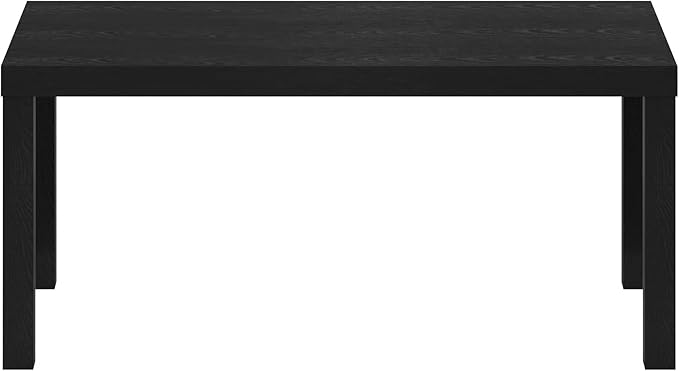 Furinno Classic Coffee Table, Modern Rectangle Coffee Table with 1.8 Inch Thick Tabletop, Side Table for Living Room, Home Office, Classic Black