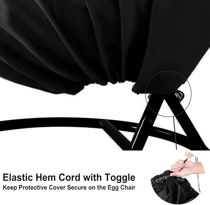 【Upgraded】Patio Egg Chair Covers with Zipper, Wicker Egg Swing Chair Covers, Waterproof Heavy Duty Weather Resisatnt Outdoor Chair Cover, Windproof Hanging Chair Cover, 75" x 45", Black, 2 Pack