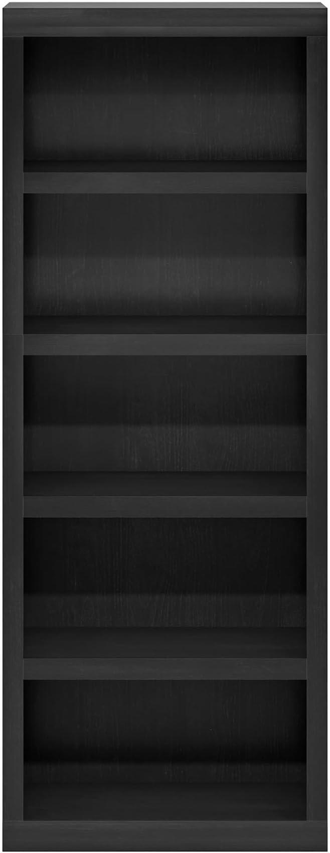 Furinno Rail Book Shelf, 5-Tier Bookshelf with Open Shelf, Bookcase with Classic Style Edges, 10 x 24.6 x 63.5, for Organization and Storage, for Living Room, Bedroom, Home Office, Blackwood