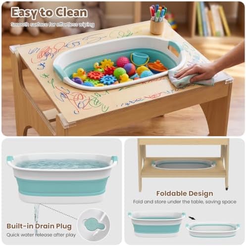 5 in 1 Kids Wooden Activity Table, Building & Activity Sensory Table