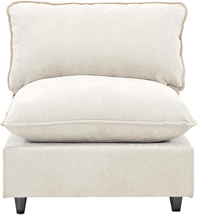 Iroomy Modular Sectional Sofa, Oversized Cloud Couch - Armless Single Sofa - Beige, High Feet
