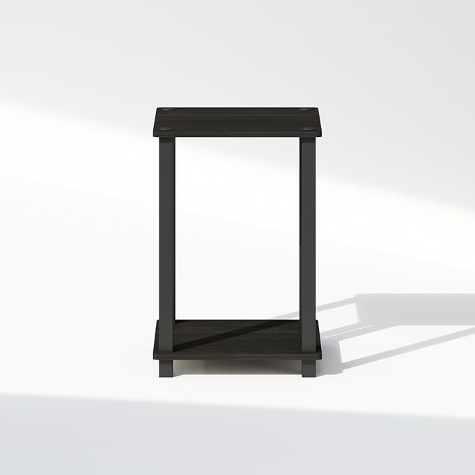 Furinno Simplistic Night Stand, 2-Tier Small Nightstand with Open Shelf, Toolless Assembly Bedside Table, End Table, Side Table, for Bedroom, Closet, Dorm, Espresso
