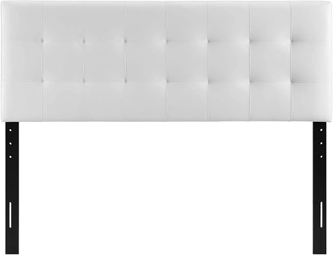 Modway Lily Tufted Faux Leather Upholstered Queen Headboard in White