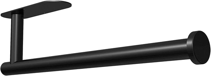 DEKAVA Under Cabinet Wall Mount Paper Towel Holder, Self-Adhesive Bar, Stainless Steel 13 inch (Black, 2)