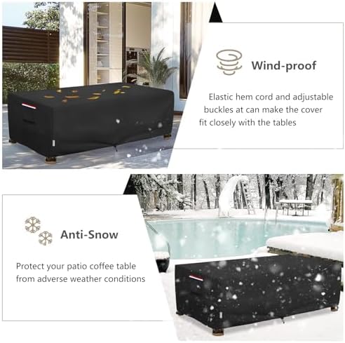 Outdoor Coffee Table Cover Waterproof, 42" W x 26" D x 16" H