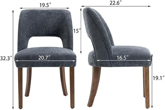 VKNOW Wooden Dining Chairs Set of 6, Modern Fabric Upholstered Dining Room Chair Kitchen Chairs, Farmhouse Dinner Chair for Kitchen Dining Room, Navy