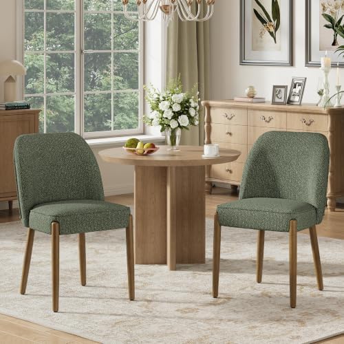 MALOL Barrel Modern Dining Chair, Upholstered Dining Chairs Set of 4, Green