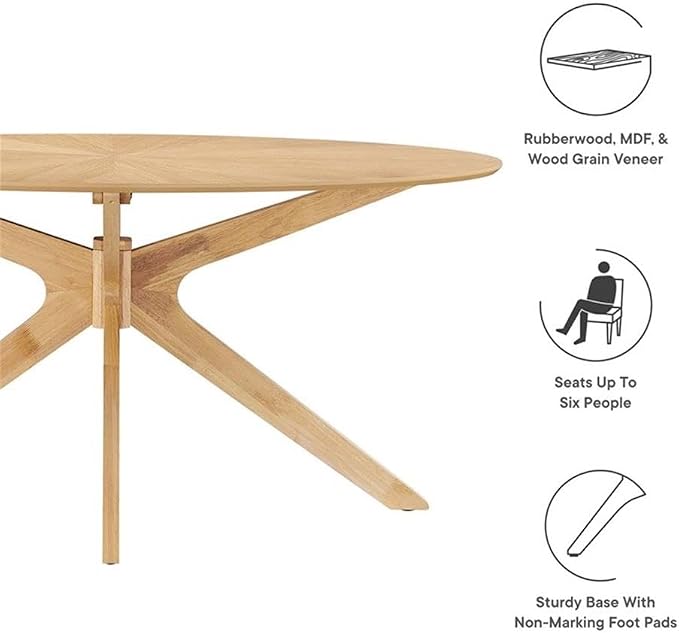 Modway EEI-3848-OAK Crossroads 63" Oval Wood Dining Table, Oak