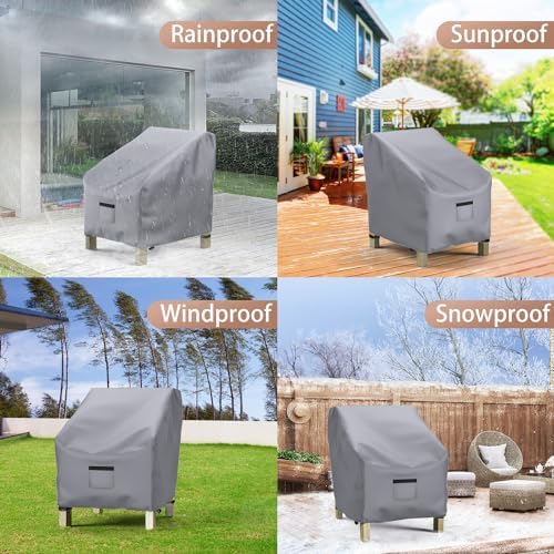 Patio Chair Covers, Lounge Deep Seat Cover, Heavy Duty Outdoor Lawn Patio Furniture Covers (29" W x 30" D x 36" H - 2 Pack)