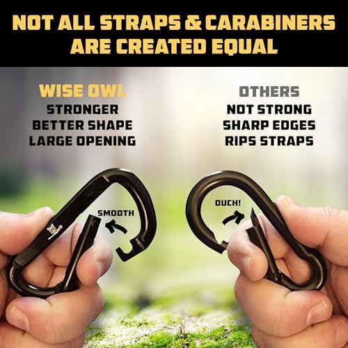 Wise Owl Outfitters Hammock Straps for Trees – 10ft Heavy-Duty Tree Hanging Kit with Carabiners, 38 Loops & Hooks – Essential Hammock Accessories for Camping