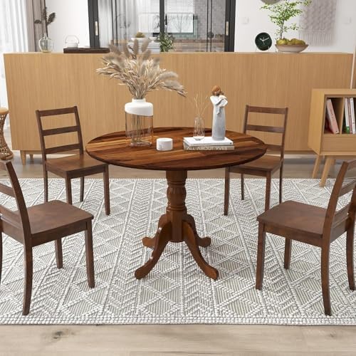 Giantex 39-Inches Round Rubber Wood Dining Table for 4