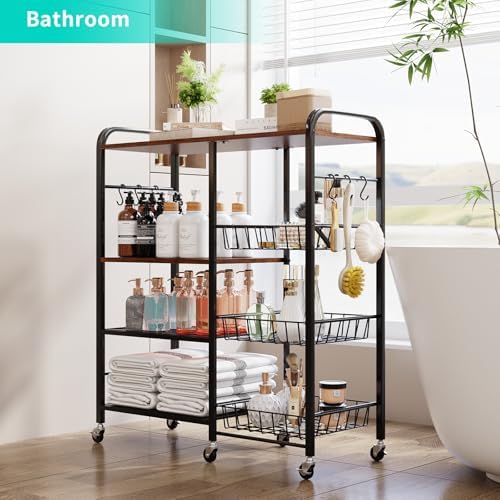 HapiRm Rolling Kitchen Microwave Cart - 4 Tier Kitchen Island on Wheels