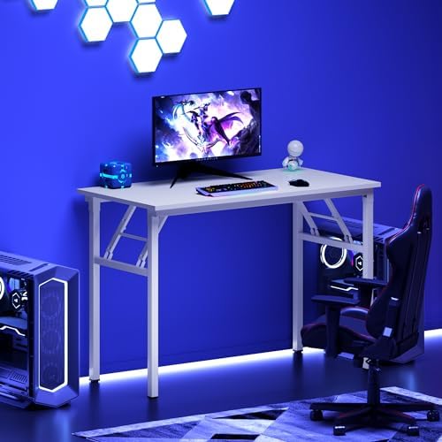 DlandHome 31.5 Inch Small Folding Computer Desk for Home Office, White