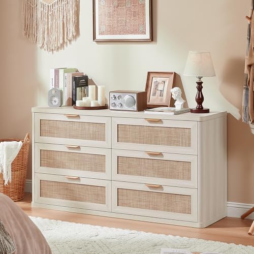 LEYAOYAO Rattan Dresser for Bedroom, 54'' Drawers Dressers