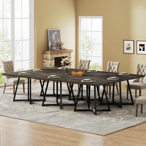 Tribesigns Square Dining Table Set of 4, 31.5" Industrial Dinner Table with Metal Base, Kitchen Table for Dining Room, Small Space, Apartment, Rustic Brown & Black (Chairs are not Included)