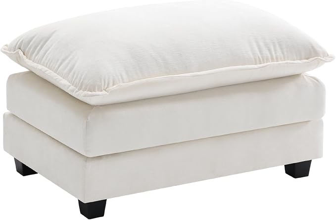 Ihanherry Ottoman for Modular Sectional Cloud Sofa, Chenille Deep Seat Couch for Apartment, Living Room and Bedroom, Beige
