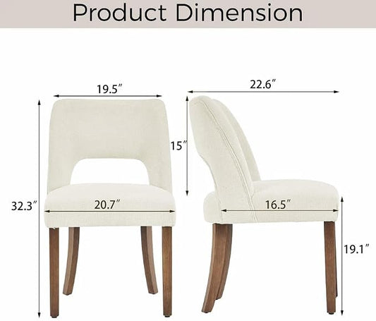 VKNOW Wooden Dining Chairs Set of 4, Modern Fabric Upholstered Dining Room Chair Kitchen Chairs, Farmhouse Dinner Chair for Kitchen Dining Room, Cream