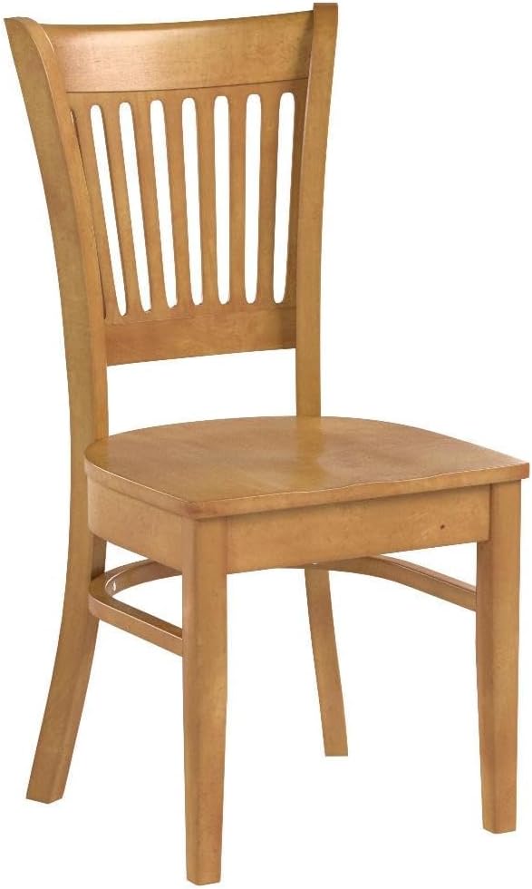 East West Furniture VAC-OAK-W Vancouver Kitchen Dining Chairs - Slat Back Wooden Seat Chairs, Set of 2, Oak