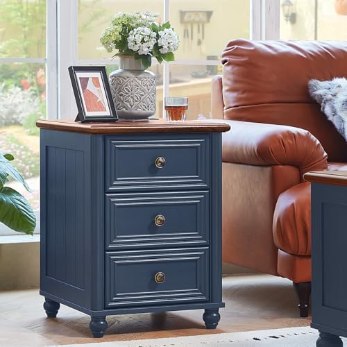 RWYHG 18" Nightstands Set of 2 with Charging Station & 3 Drawers
